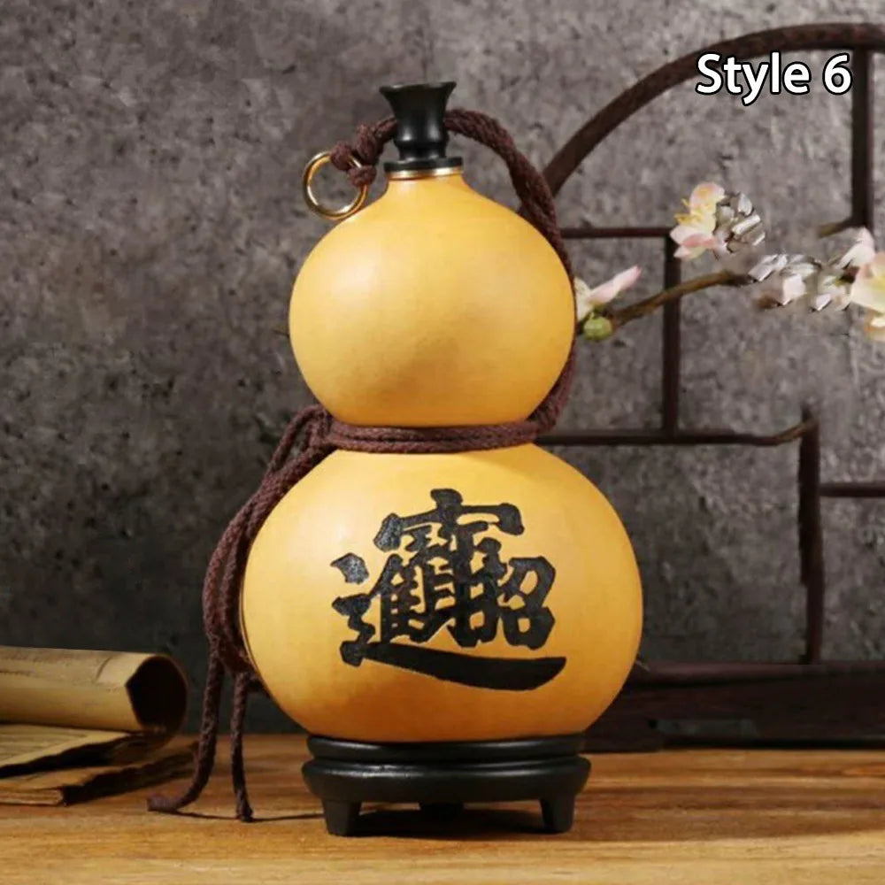 New Chinese Retro Gourd Water Bottle 500ML Durable Wine Bottle Large Capacity Creative Cycling Kettle Outdoor Fitness