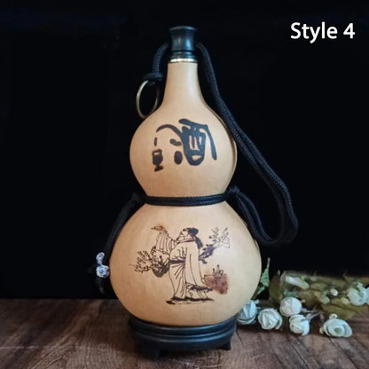 New Chinese Retro Gourd Water Bottle 500ML Durable Wine Bottle Large Capacity Creative Cycling Kettle Outdoor Fitness