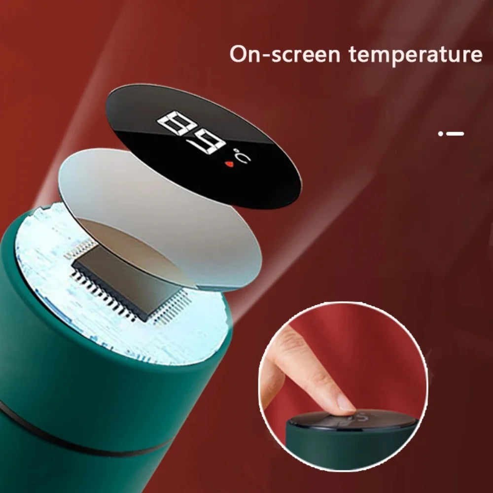 Chinese Style Vacuum Flask with Temperature Display Retro Smart Insulated Water Bottles 304 Stainless Steel Thermal Cu Travel