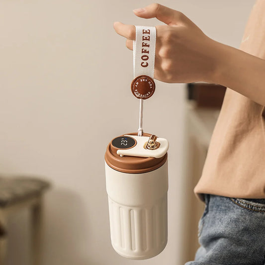 Smart Stainless Steel Thermos Bottle with Digital Temperature Display for Coffee and Water