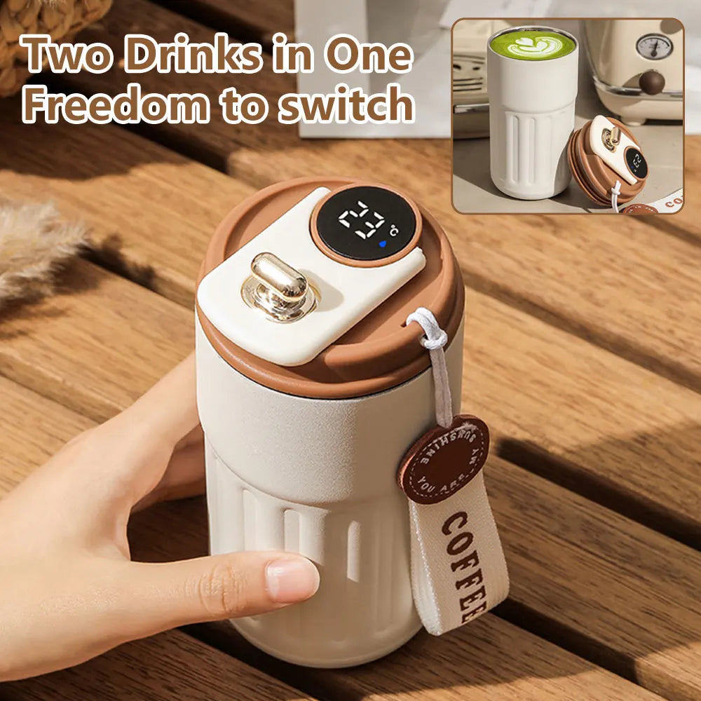 Smart Stainless Steel Thermos Bottle with Digital Temperature Display for Coffee and Water