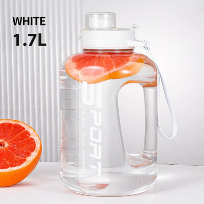 Large-Capacity Water Bottle Straw Pot Belly Cup Sports Water Bottle Ton Ton Bucket Students Portable Plastic Cup 1.2L/1.7L/2.5L