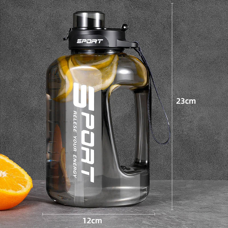 Large-Capacity Water Bottle Straw Pot Belly Cup Sports Water Bottle Ton Ton Bucket Students Portable Plastic Cup 1.2L/1.7L/2.5L