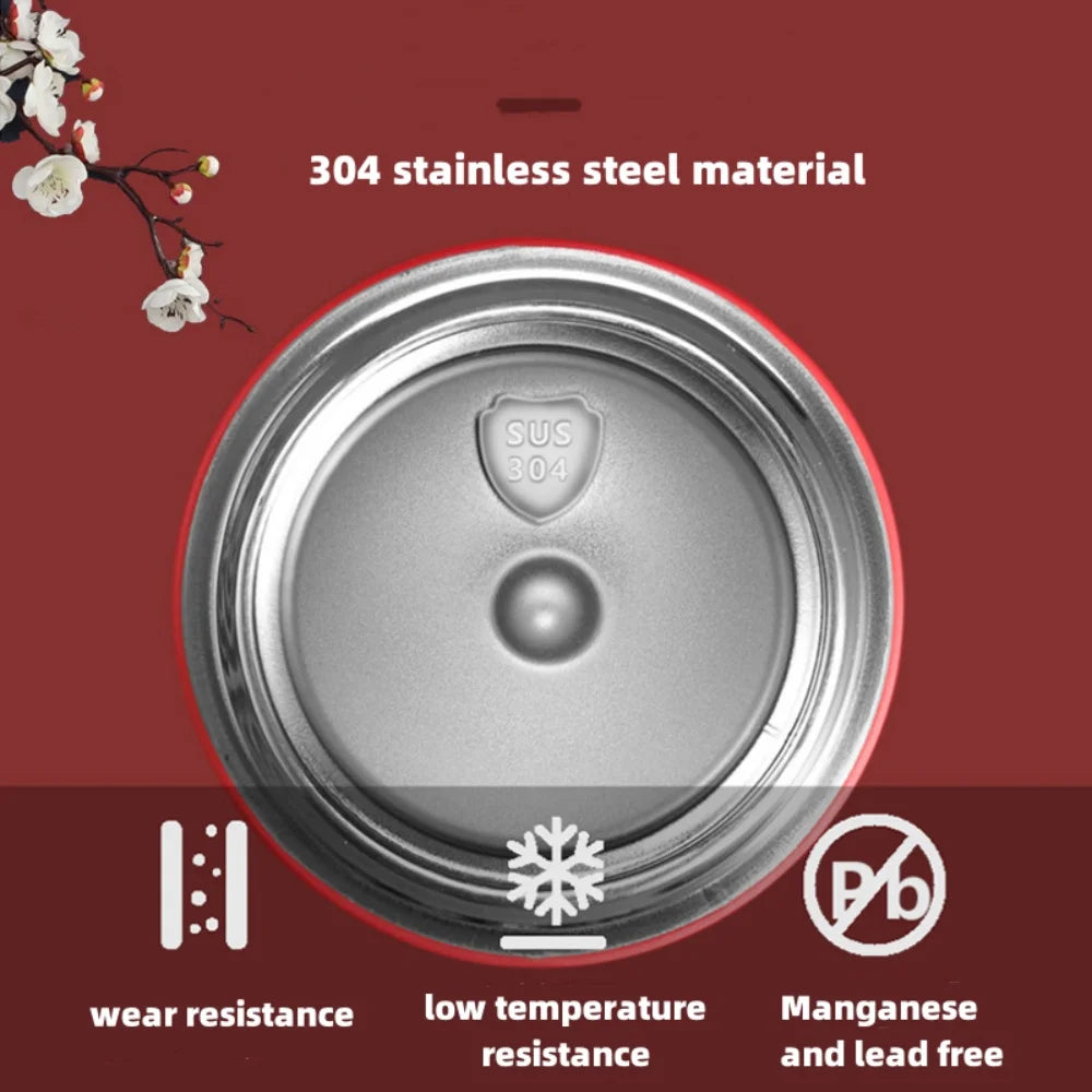 Chinese Style Vacuum Flask with Temperature Display Retro Smart Insulated Water Bottles 304 Stainless Steel Thermal Cu Travel