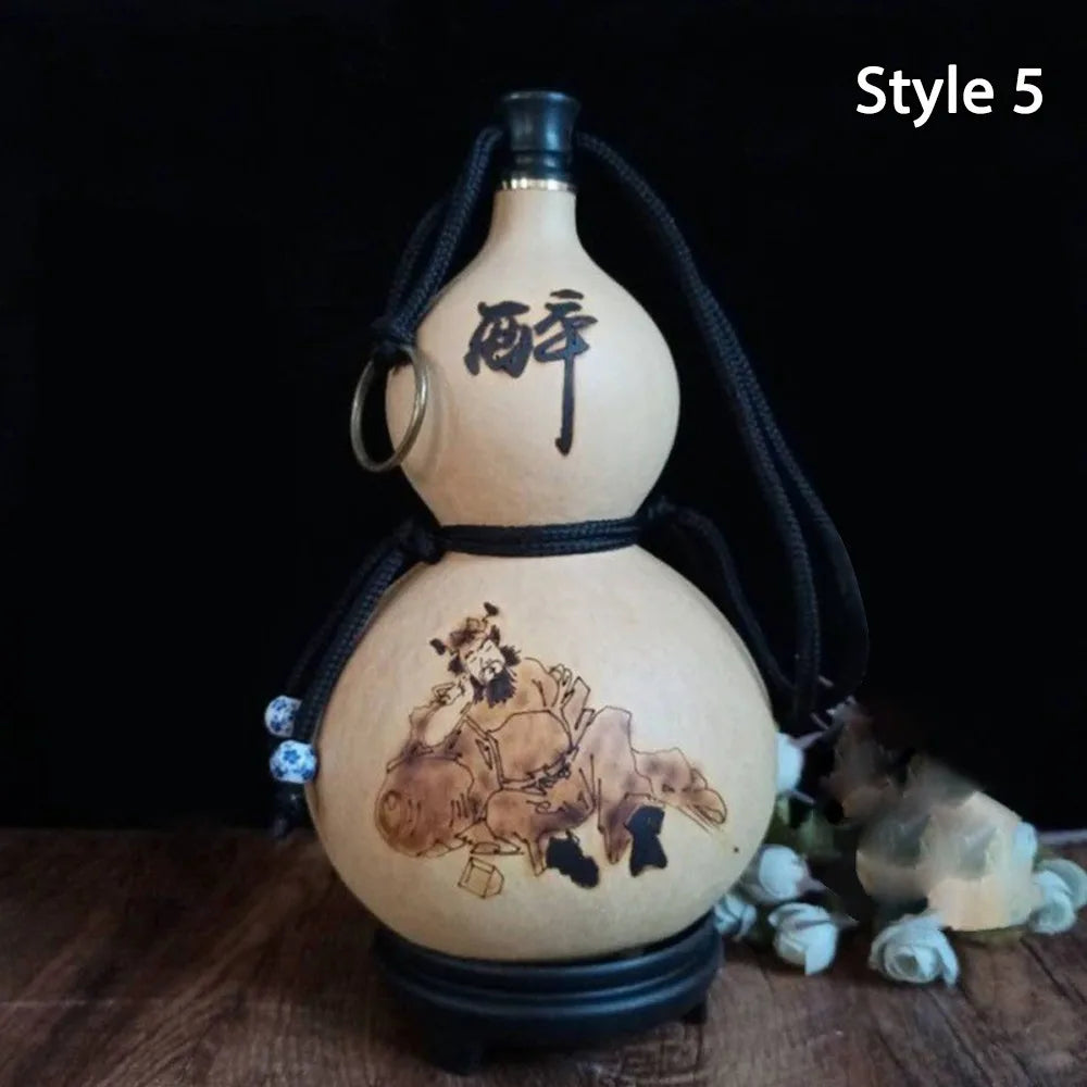 New Chinese Retro Gourd Water Bottle 500ML Durable Wine Bottle Large Capacity Creative Cycling Kettle Outdoor Fitness