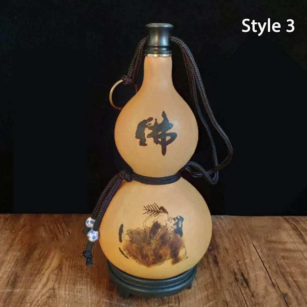 New Chinese Retro Gourd Water Bottle 500ML Durable Wine Bottle Large Capacity Creative Cycling Kettle Outdoor Fitness